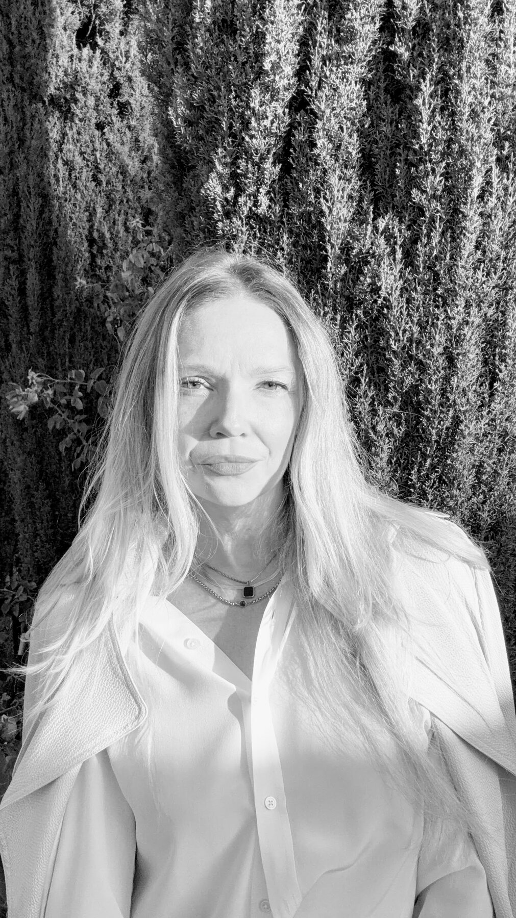 Black-and-white portrait of Dayna Brown